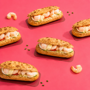 Eclair salé cocktail aux crevettes